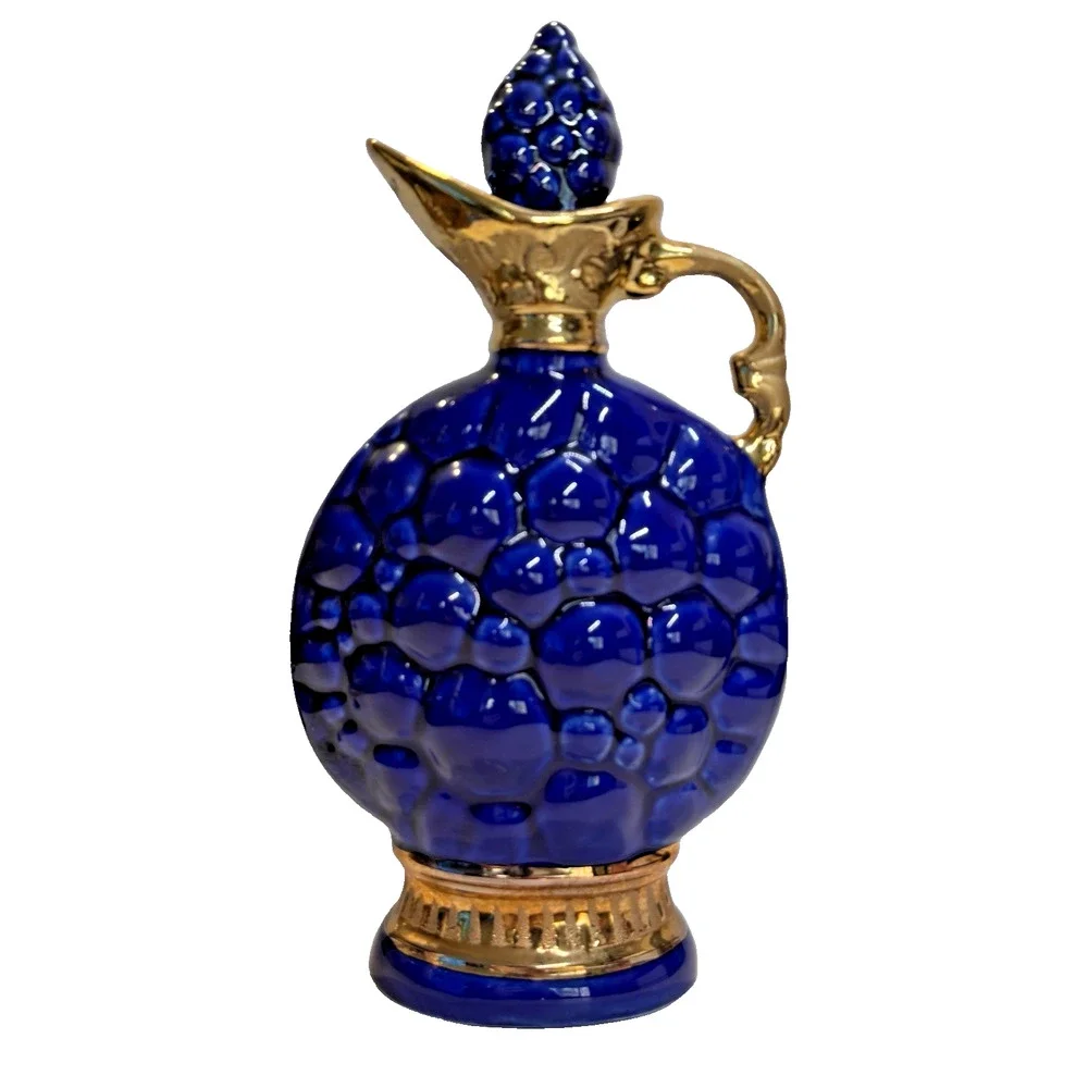 Vtg Empty Jim Beam Regal Whiskey Decanter Grapes Blue Gold 1968 12